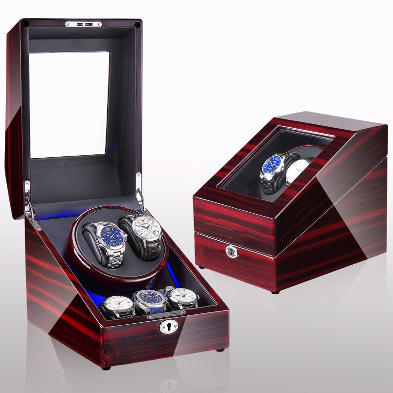 Boîte à remontoir de montre, shaker de montre, boîte de rangement, lumière LED, couvercle ouvert et arrêté, shaker de montre