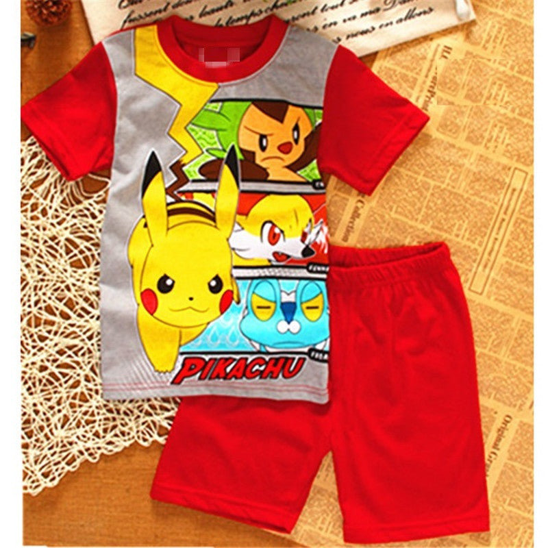 Summer Boys Cartoon Short Sleeve Puppy Loungewear Baby Underwear Pajamas Set T011