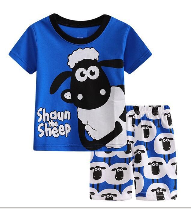 Summer Boys Cartoon Short Sleeve Puppy Loungewear Baby Underwear Pajamas Set T011