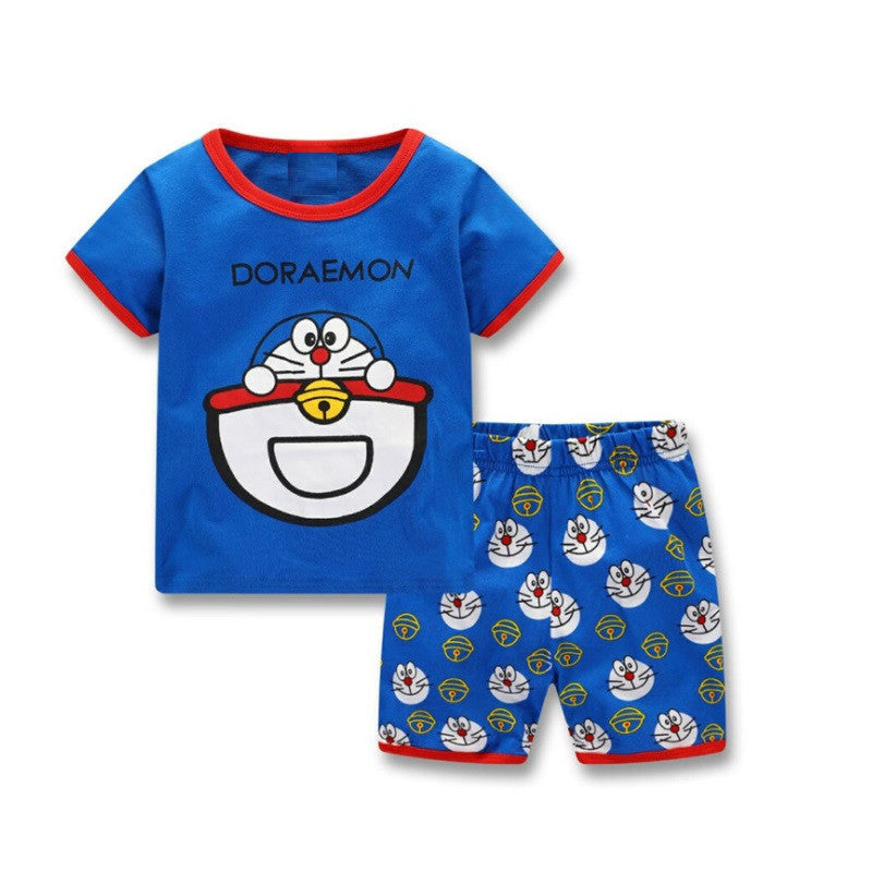 Summer Boys Cartoon Short Sleeve Puppy Loungewear Baby Underwear Pajamas Set T011
