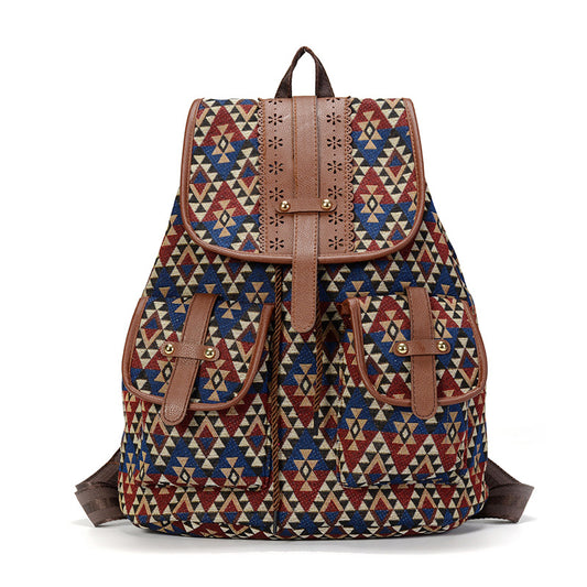 Sansarya New Hollow Out PU Leather Bohemian Vintage Women Backpack Teenage Gilrs School Female Ladies Drawstring Bag Rucksack by eprolo