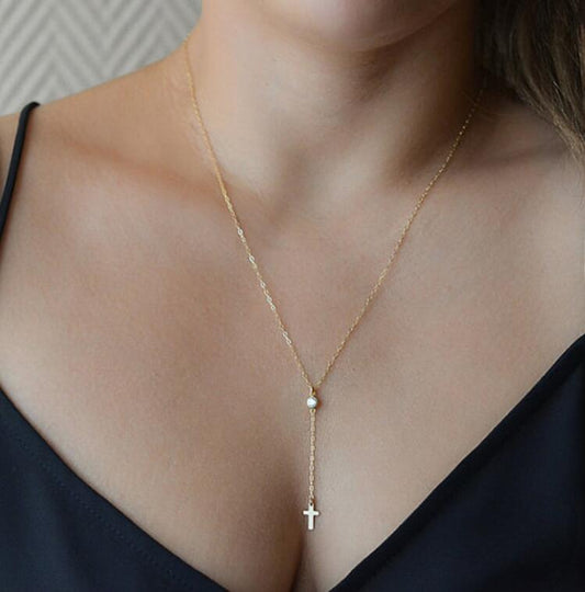 Small Gold Cross Pendant Necklace Women Girl Kids,Mini Charm Pendant by eprolo