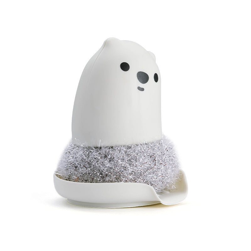 The New Kitchen Bear Pot Brush Acrylic Wire Decontamination Cleaning Ball Does Not Hurt Hand Washing Pot Washing Dishes Cartoon Cleaning Brush by eprolo