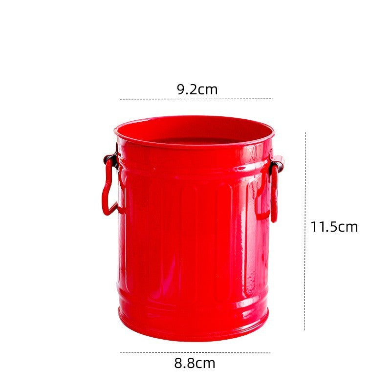 Cylindrical wrought iron pen holder DIY creative desktop storage bucket multifunctional stationery pen holder by eprolo