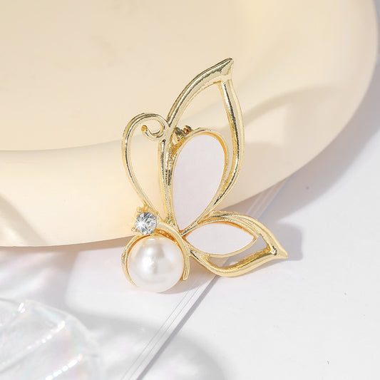 New hollow out fashionable imitation mother of pearl butterfly brooch, suit jacket, clothing accessories, pins by eprolo
