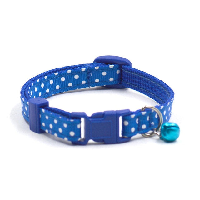 Collier réglable à pois pour petit chien, chat, chiot, fournitures pour animaux de compagnie, avec clochette, 6 couleurs