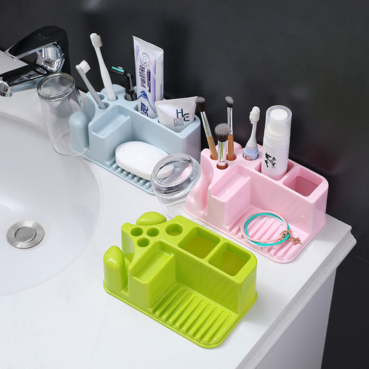 Porte-brosse à dents de toilette, gobelet de brossage gratuit, porte-gobelet de bain de bouche, porte-brosse à dents et dentifrice, support de rangement pour articles de toilette 