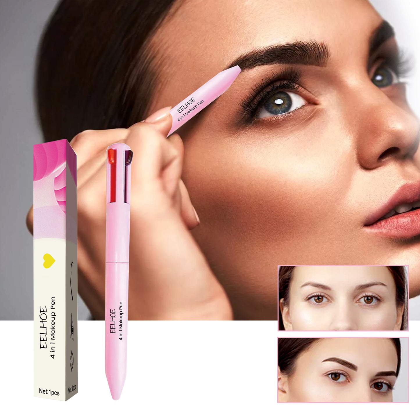 4 In 1 Makeup Pen, Eyeliner, Eyebrow Pencil, Lip Liner, Highlighter 4 In 1 Makeup Pen, Multifunctional And Portable