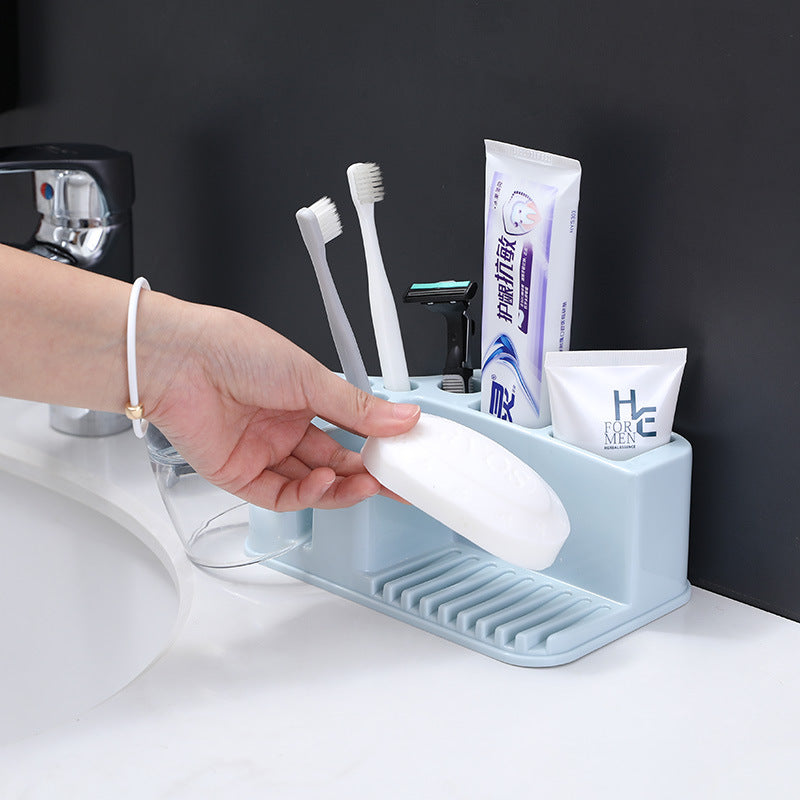Porte-brosse à dents de toilette, gobelet de brossage gratuit, porte-gobelet de bain de bouche, porte-brosse à dents et dentifrice, support de rangement pour articles de toilette 