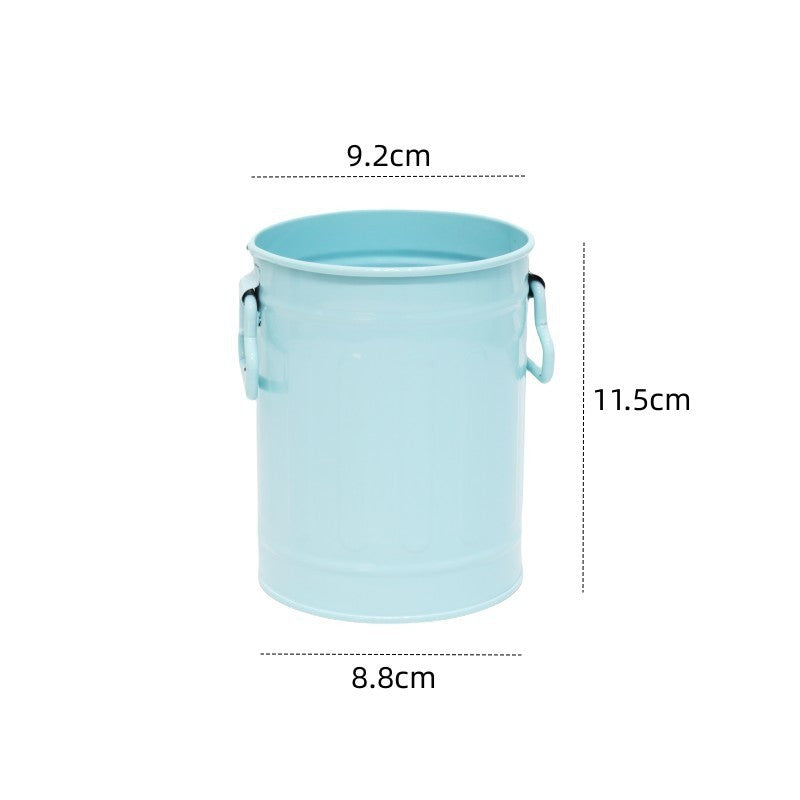 Cylindrical wrought iron pen holder DIY creative desktop storage bucket multifunctional stationery pen holder by eprolo