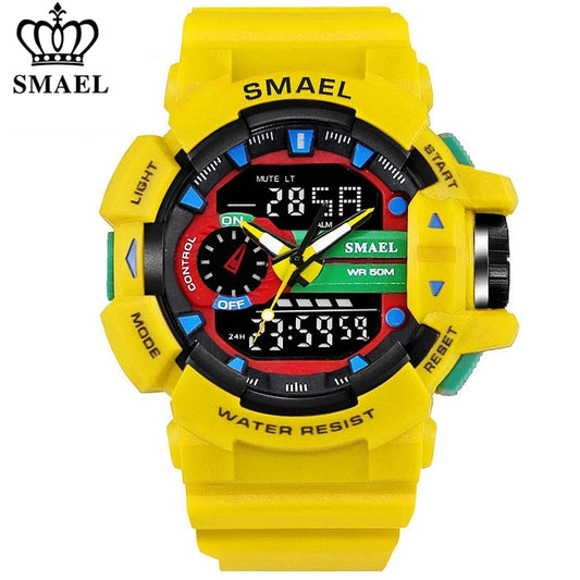 SMAEL 1436 Men Sports Watch Military Watches LED Quartz Dual Display Waterproof Outdoor Sport Men's Wristwatches Relogio Masculino by eprolo