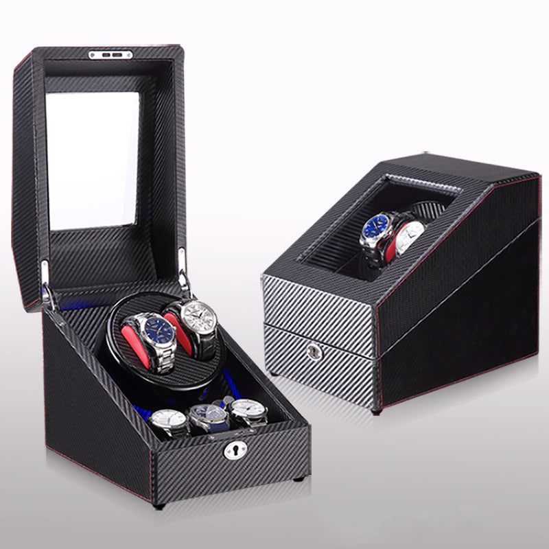 Boîte à remontoir de montre, shaker de montre, boîte de rangement, lumière LED, couvercle ouvert et arrêté, shaker de montre
