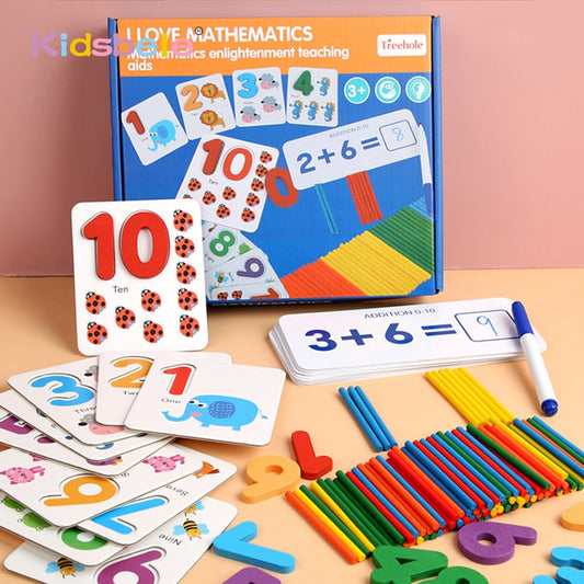 Montessori Toys For Children Mathematics Kids Early Educational Toys Counting Wooden Sticker Kids Number Cognition Birthday Gift by eprolo