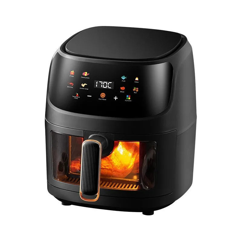 Friteuse à air sans huile 1400 W 8 L, appareil domestique programmable intelligent à LED tactile, cycle thermique, pour frites, poulet