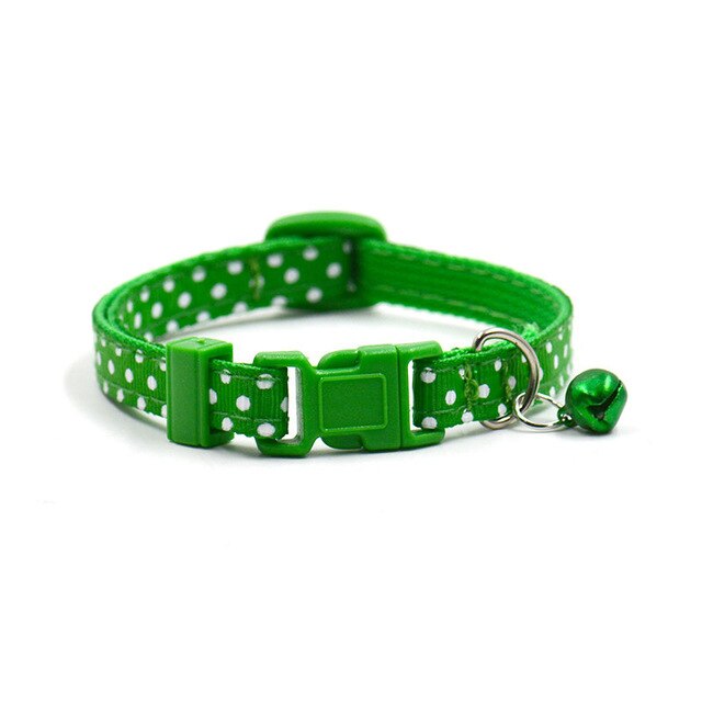 Collier réglable à pois pour petit chien, chat, chiot, fournitures pour animaux de compagnie, avec clochette, 6 couleurs