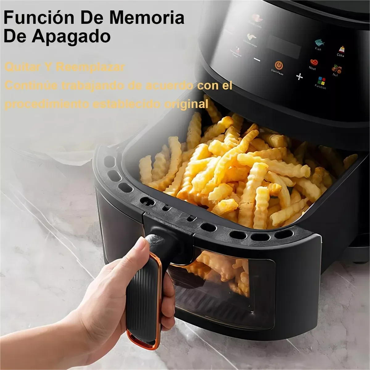 Friteuse à air sans huile 1400 W 8 L, appareil domestique programmable intelligent à LED tactile, cycle thermique, pour frites, poulet
