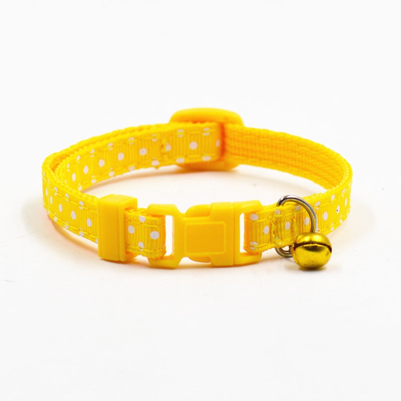 Collier réglable à pois pour petit chien, chat, chiot, fournitures pour animaux de compagnie, avec clochette, 6 couleurs