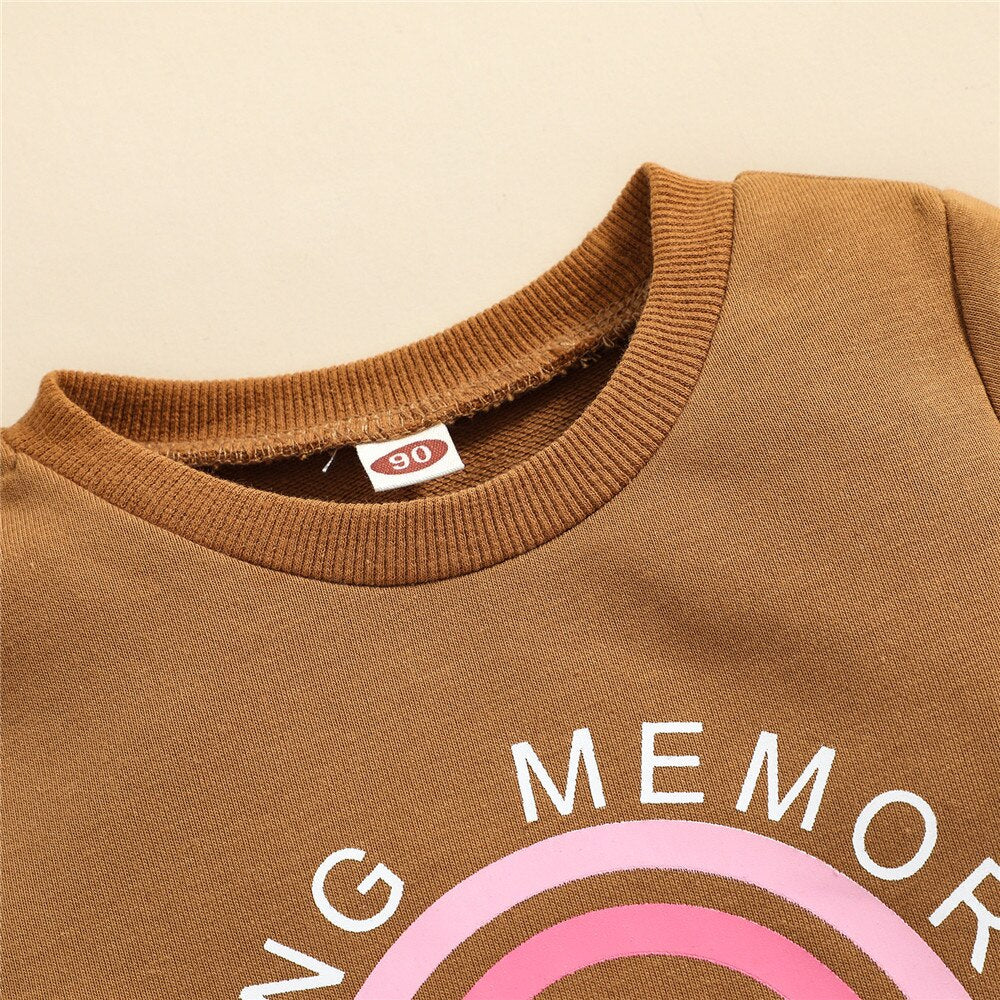 1-6T Infant Kids Baby Girls Tops Clothes Long Sleeve Rainbow Print Clothes Hoodie Sweatershirts Spring Autumn Outfits
