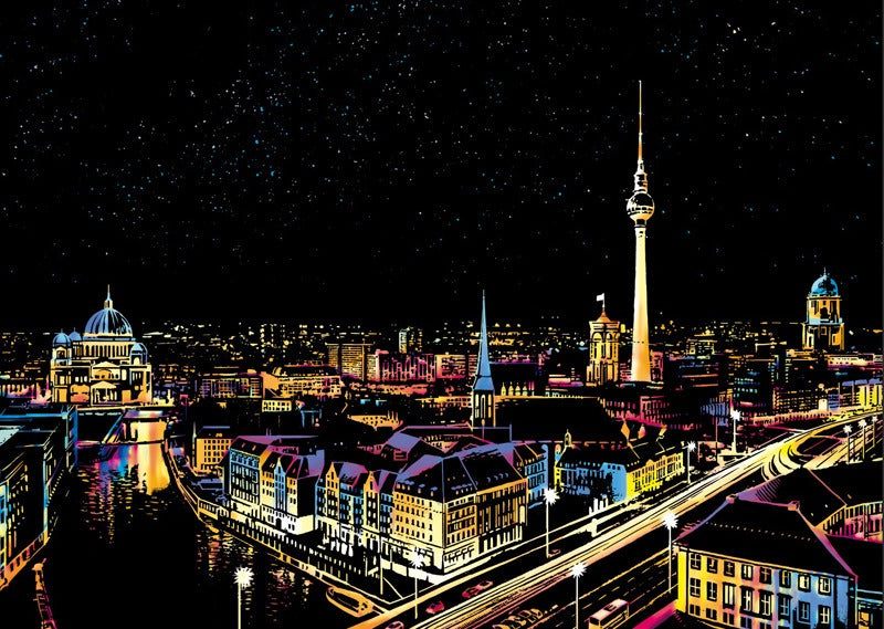 Colorful Night Scene Scratch Painting World City Night Scene Scratch Painting Creative Handmade Painting by eprolo