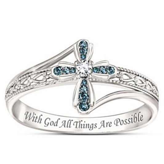 Cross shaped ring with creative hollowed out diamond inlay jewelry by eprolo