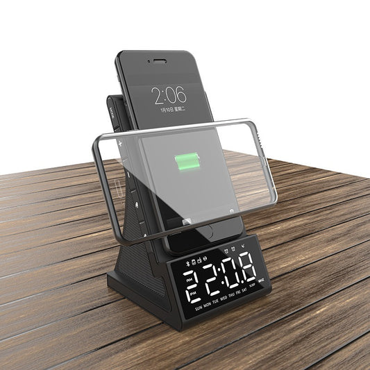 Chargeur sans fil trois en un, haut-parleur Bluetooth, chargeur sans fil, réveil, support de téléphone