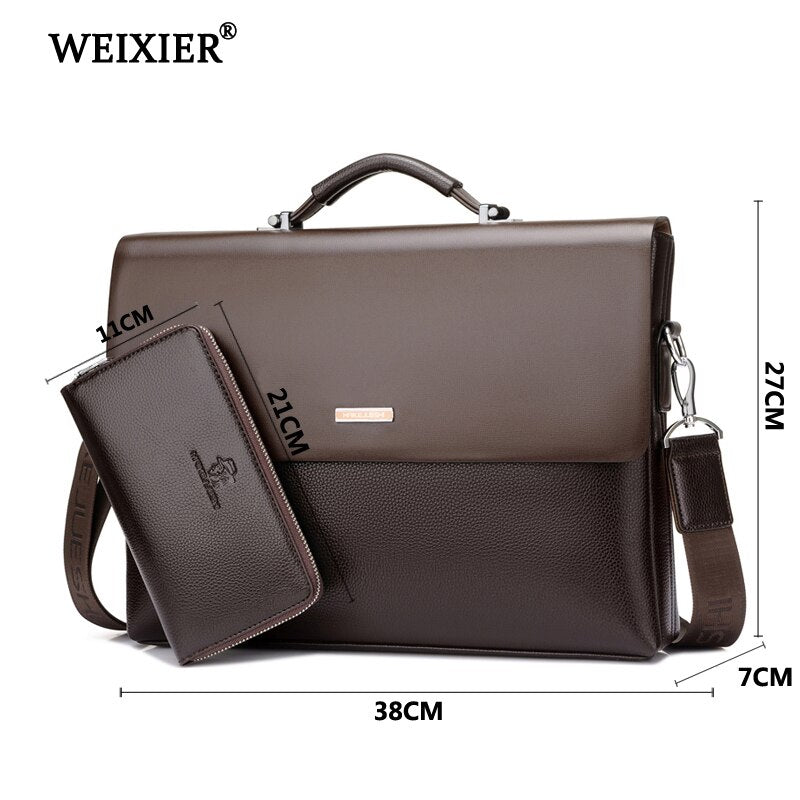 WEIXIER Brand Men High Quality Microfiber Synthetic Leather Tote Fashion Male Bag Messenger Business Handbag Laptop Shoulder Bag