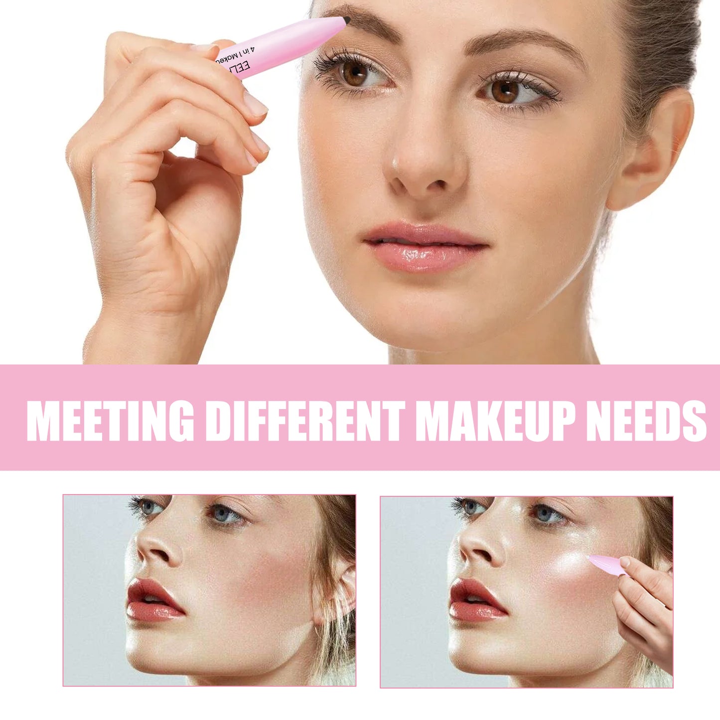 4 In 1 Makeup Pen, Eyeliner, Eyebrow Pencil, Lip Liner, Highlighter 4 In 1 Makeup Pen, Multifunctional And Portable