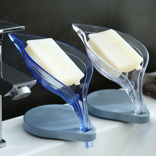 Punch-Free Leaf Soap Box Bathroom Creative Suction Cup Soap Box Drain Storage Soap Box Rack Leaf Laundry Soap Box by eprolo