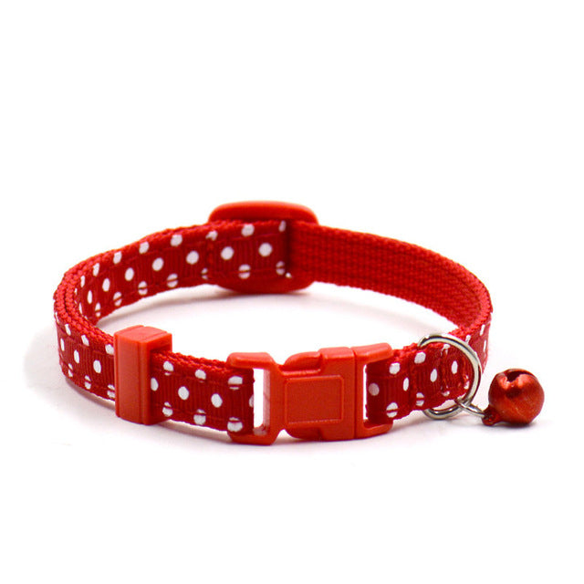 Collier réglable à pois pour petit chien, chat, chiot, fournitures pour animaux de compagnie, avec clochette, 6 couleurs