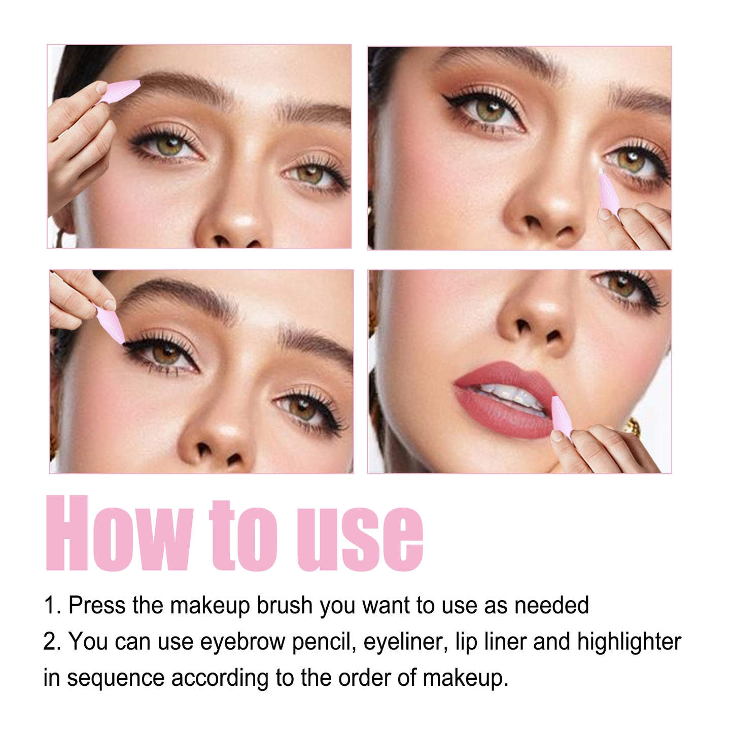 4 In 1 Makeup Pen, Eyeliner, Eyebrow Pencil, Lip Liner, Highlighter 4 In 1 Makeup Pen, Multifunctional And Portable