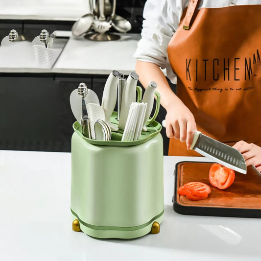 Rotating Knife Holder, Petal Shaped, 360 Degree Rotating, Large Capacity Chopsticks, Knife Holder, Kitchen Supplies Storage Rack by eprolo