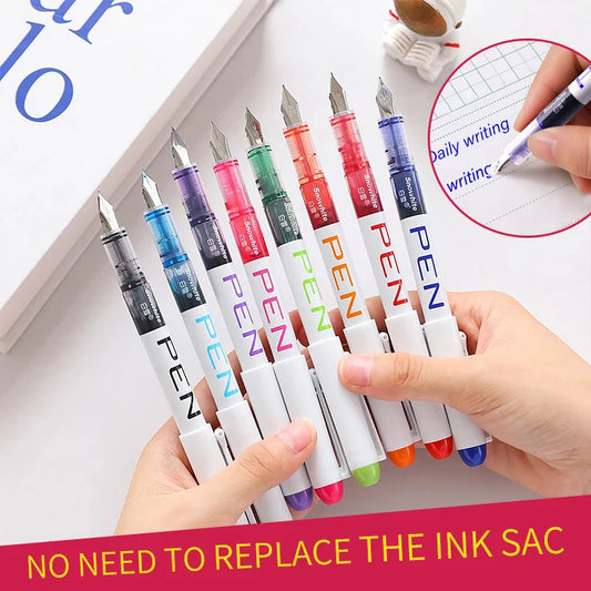 0.38/0.5mm Fountain Pen Writing Large Ink Officeschool Supplies 8 Colors Stationery Set Kawaii Gift Fashion EF F Nib 03967