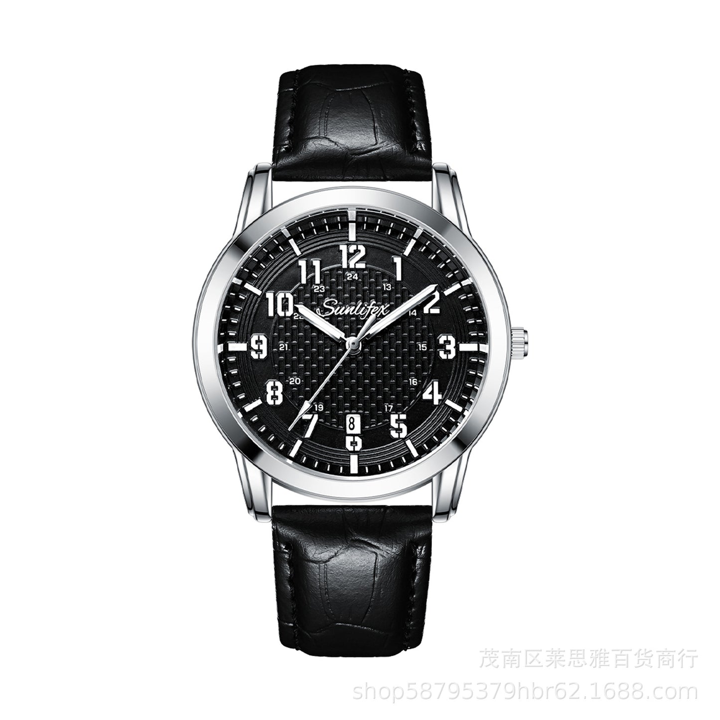 Foreign trade hot direct sales new men's watch student men's luminous waterproof sports leather strap black quartz watch