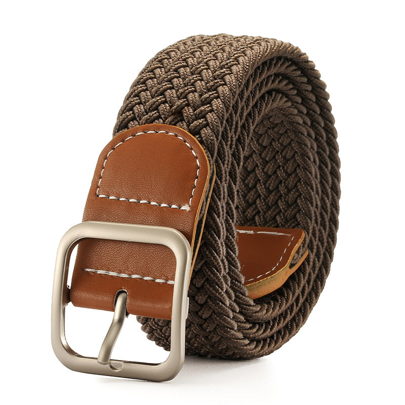 Punch-free belt ladies wild jeans canvas belt woven elastic elastic pin buckle student lazy cloth belt