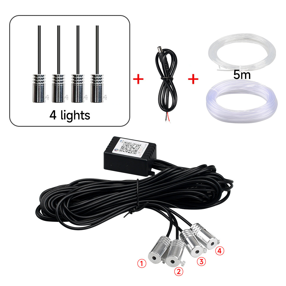 Car LED ambient lighting: RGB 16 million color fiber optic ambient lights, music rhythm lights, interior ambient lighting, full-vehicle ambient lighting