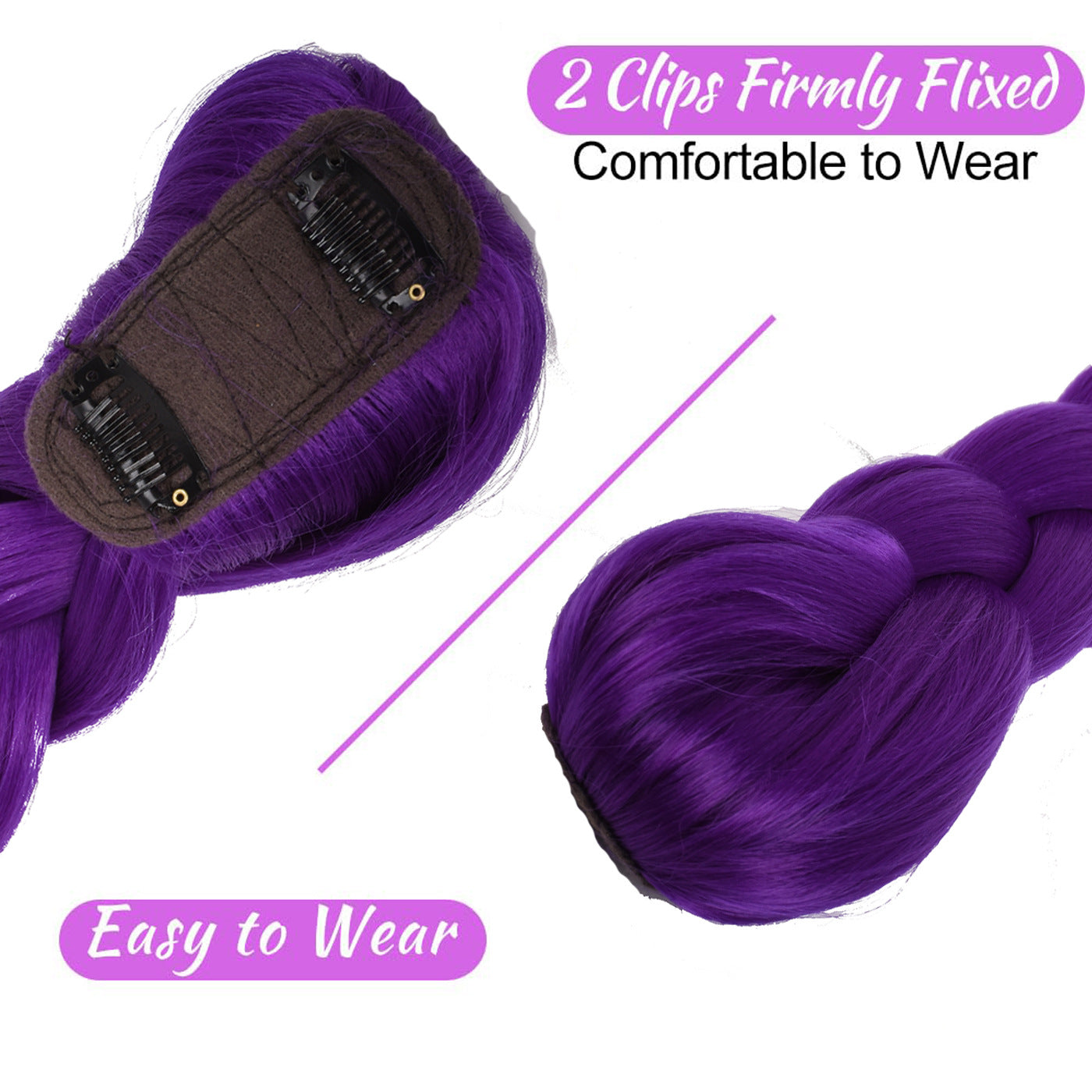 Skpop witch hunt group cos wig children's rumi purple braid twist braid clip ponytail hair accessories