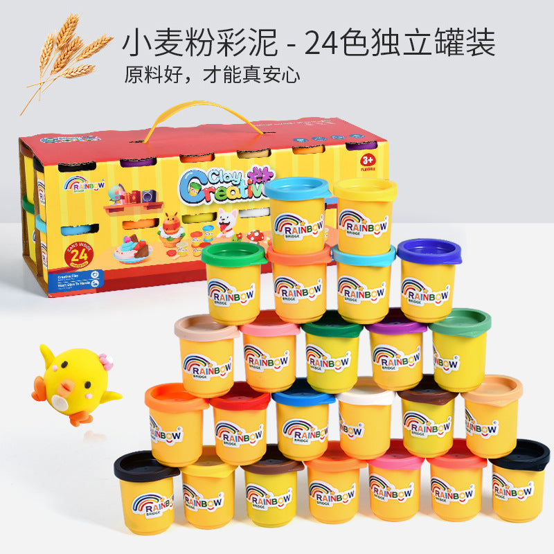 Children's plasticine, dough, light clay, baby toys, 12 colors, 24 colors, clay storage bucket