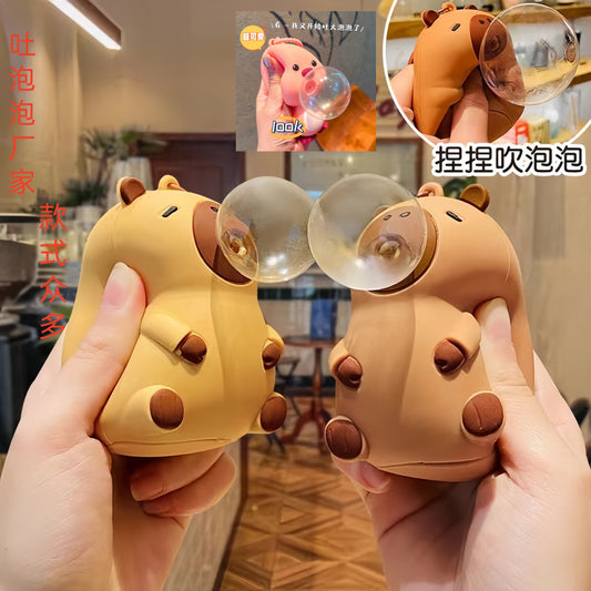 Capybara bubble blowing and squeezing stress-relief toy, bun bubble blowing stress-relief gadget for students blowing bubbles