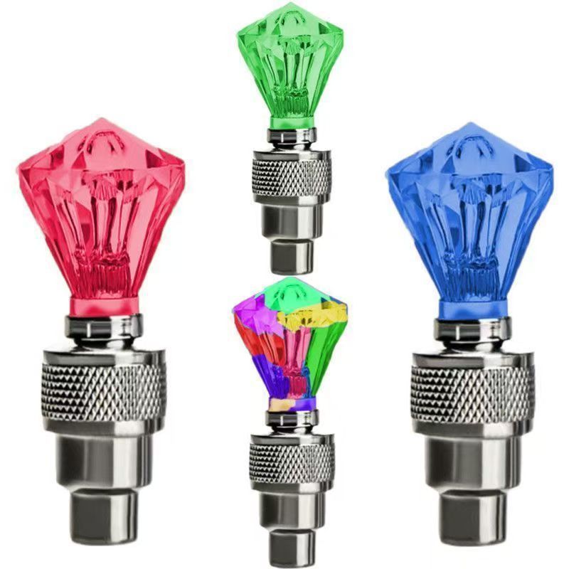 Diamond valve lights, children's bikes, electric motorcycles, hot wheels, mountain bikes, night rides, colorful valve lamp equipment