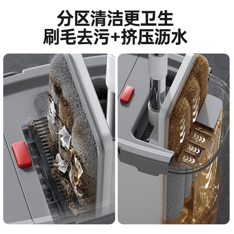 Source manufacturer clean and separate flat mop hands-free zoned cleaning mop bucket, household flat mop OEM