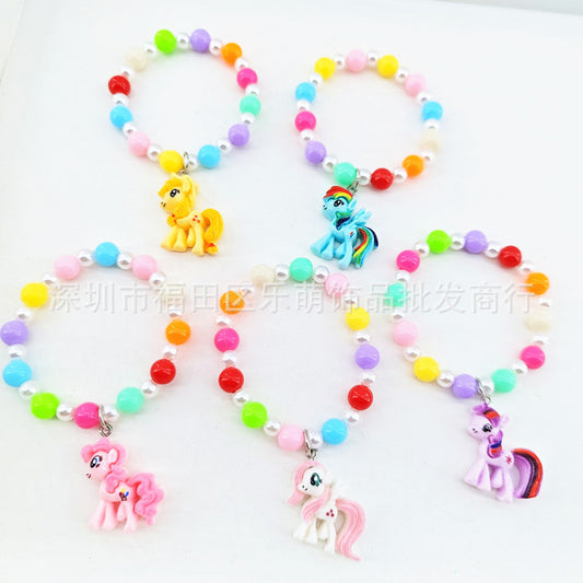 Unicorn Kids Bracelet Pony Pony Colorful Beaded Bracelet Little Girl Costume Accessories Student Princess Jewelry