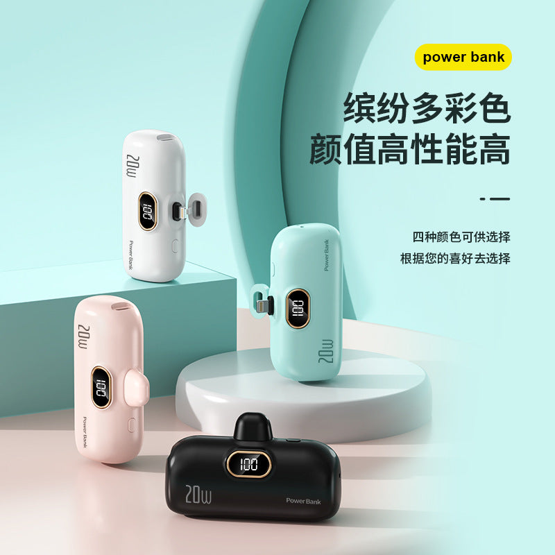 Cross-border KC Wholesale Capsule 10000mah Power Bank Compact Portable Digital Display Mobile Power Bank Logo Printing