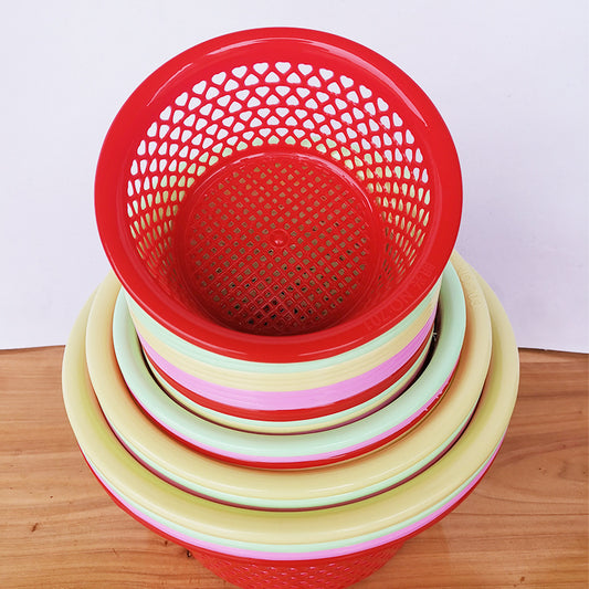Plastic sieve running jianghu street stall sieve round fruit basket spicy hot hot pot side dish basket egg basket pie