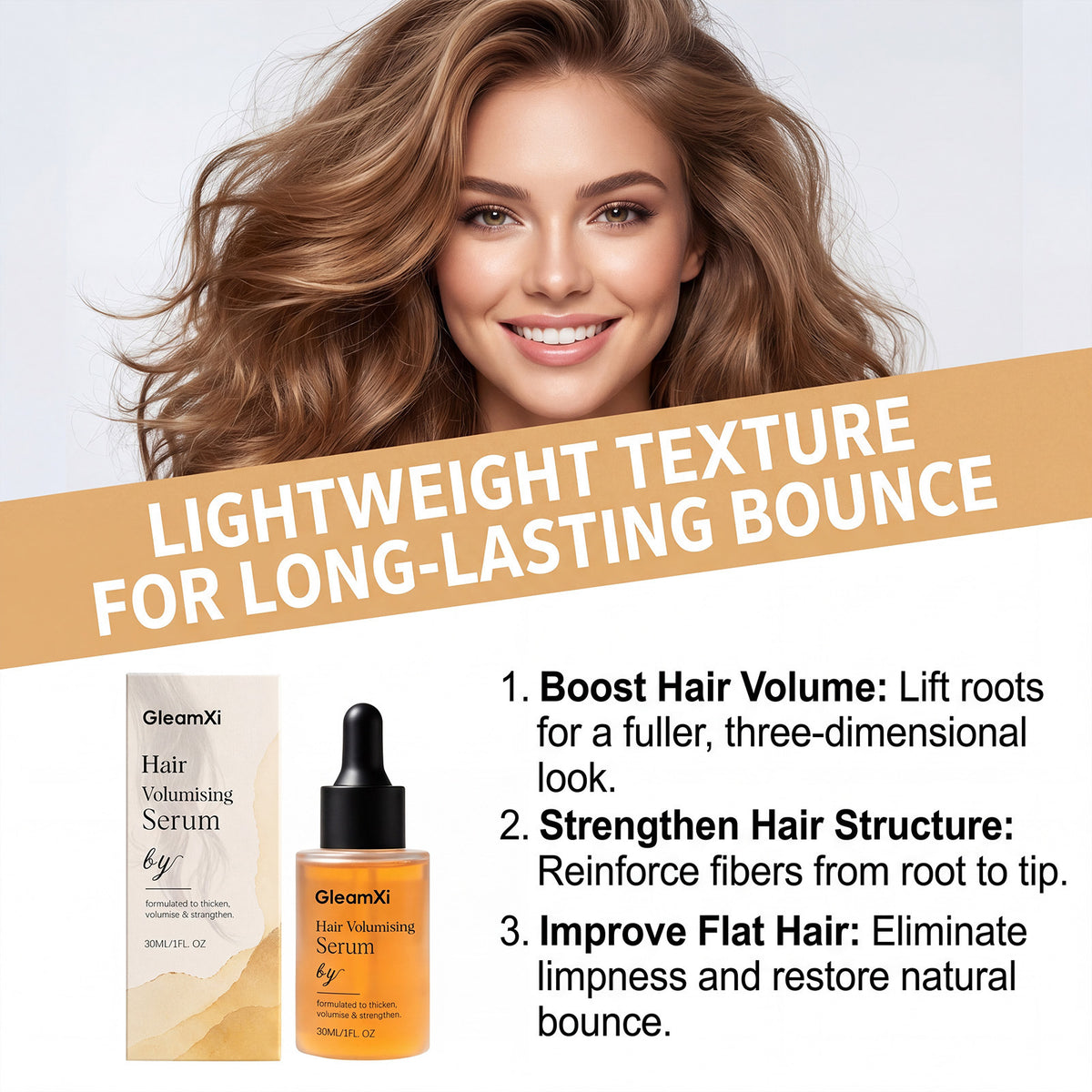 Cross-border GleamXi Hair Essence cares for hair texture, softness, volume, and smoothness, shine, and nourishes hair