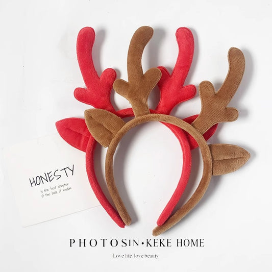 Christmas Dress Up Deer Antler Scrunchie Women Hairpin Cute Cartoon Elk Headband Adult Kids Activity Show Headwear