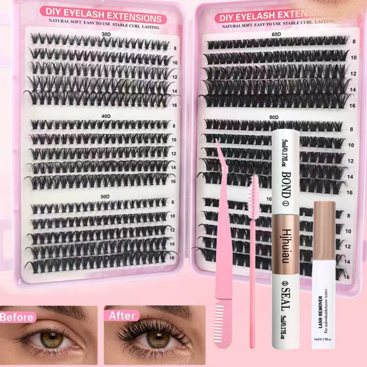 Cross-border 570 clusters DIY segmented false eyelashes European and American hair eyelashes book eyelashes natural D curled eyelashes