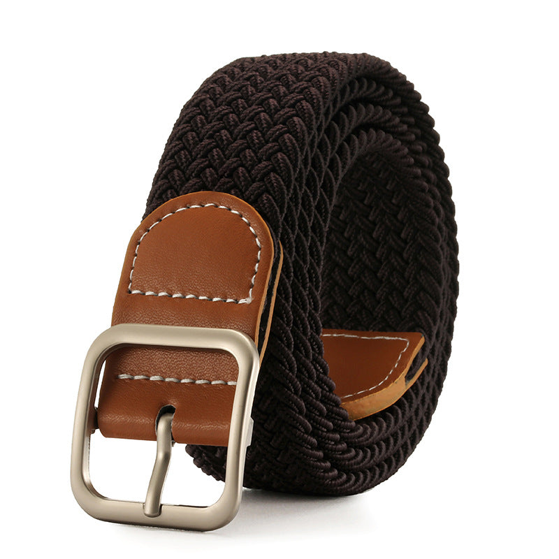 Punch-free belt ladies wild jeans canvas belt woven elastic elastic pin buckle student lazy cloth belt