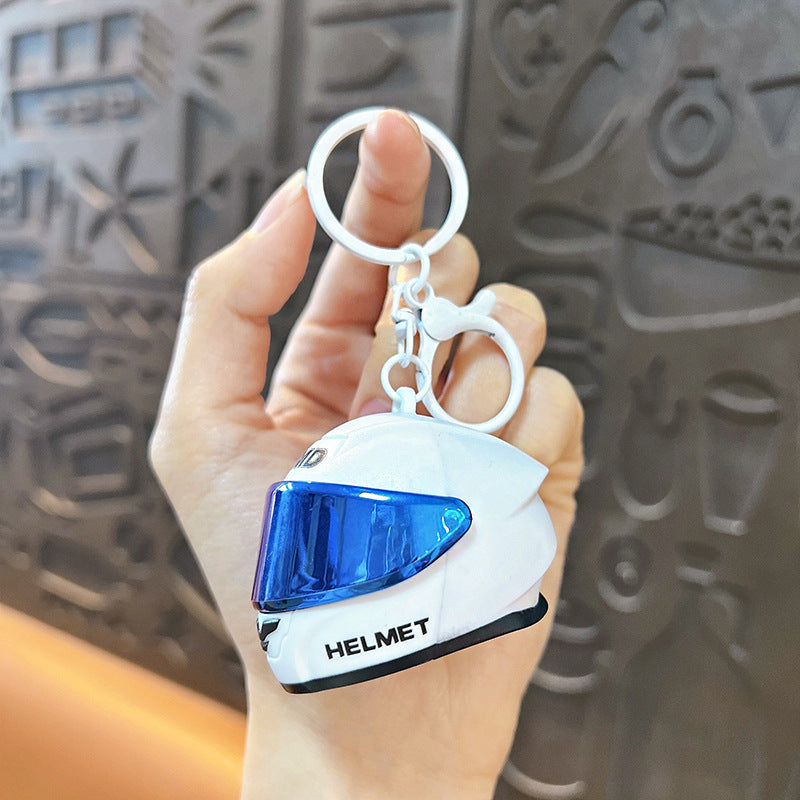 Creative Luminous Helmet Keychain Exquisite Cute Bag Pendant Mini Night Light Baby Grabber Small Gift Wholesale