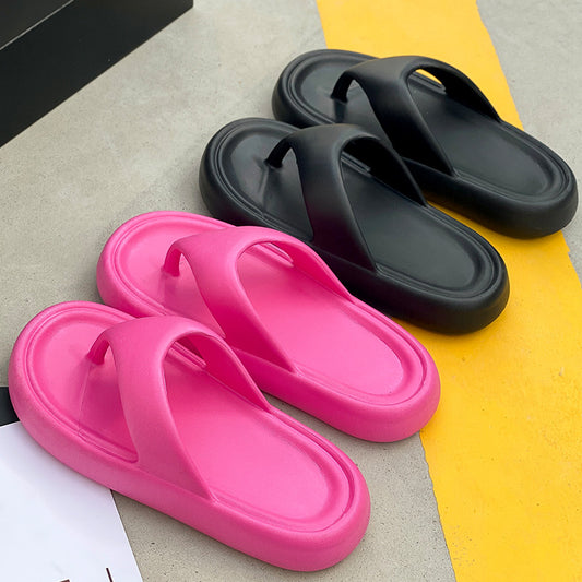 Wholesale-stepping touching flip-flops women's eva summer wear slippers men's thick-soled non-slip couple soft-soled sandwiched sand