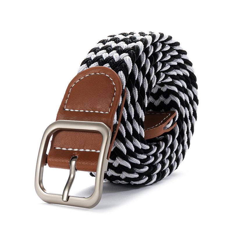 Punch-free belt ladies wild jeans canvas belt woven elastic elastic pin buckle student lazy cloth belt